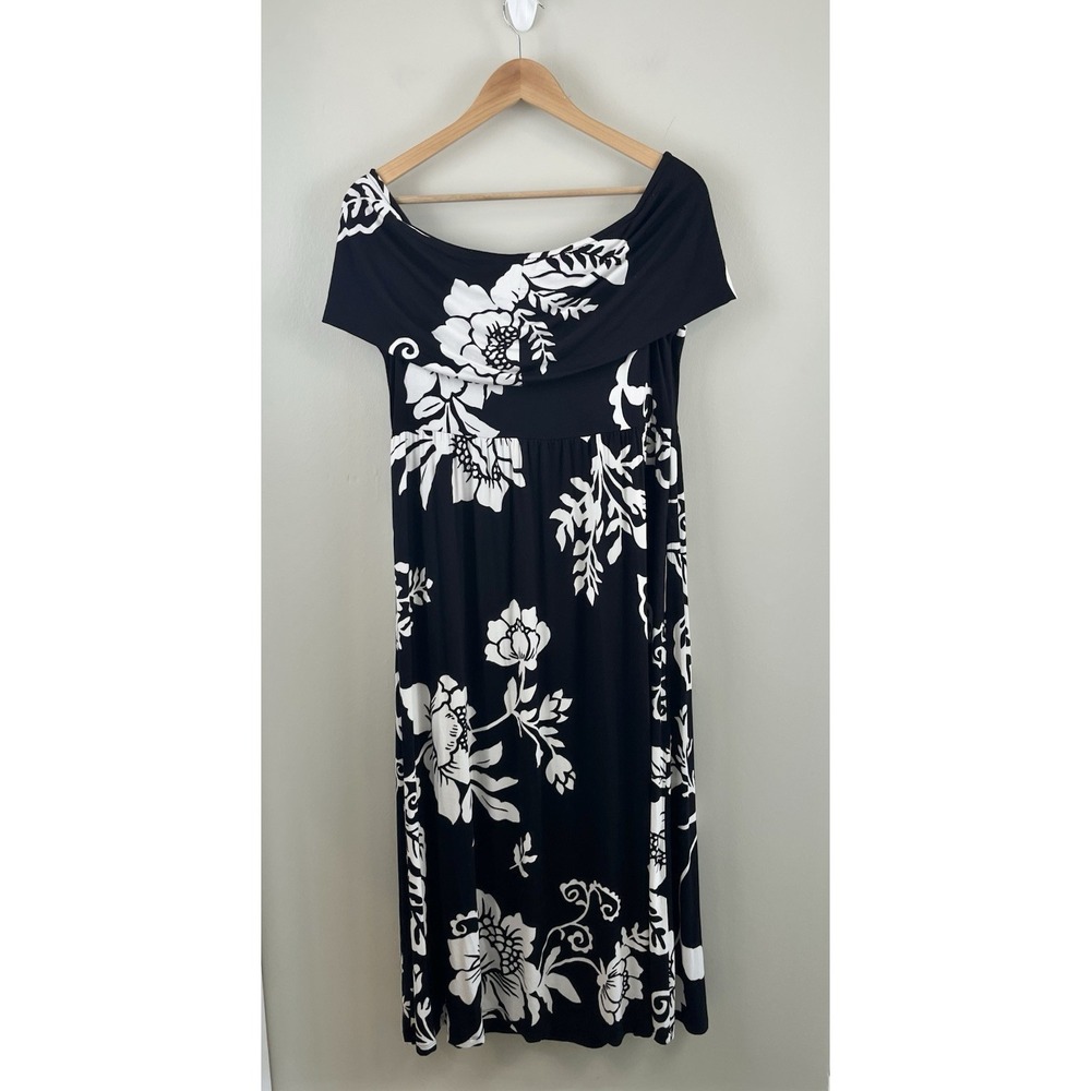 Soma NWT Midi Bra Dress XL Garden Tapestry Floral Soft Jersey Pockets Stretch - Picture 6 of 10